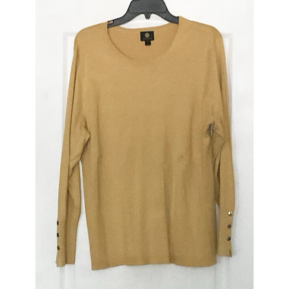 JM Collection Women's Button-Sleeve Crewneck Sweater Size XL, Yellow